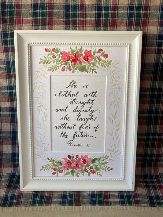 Tablou Vintage "She is clothed with strenght"